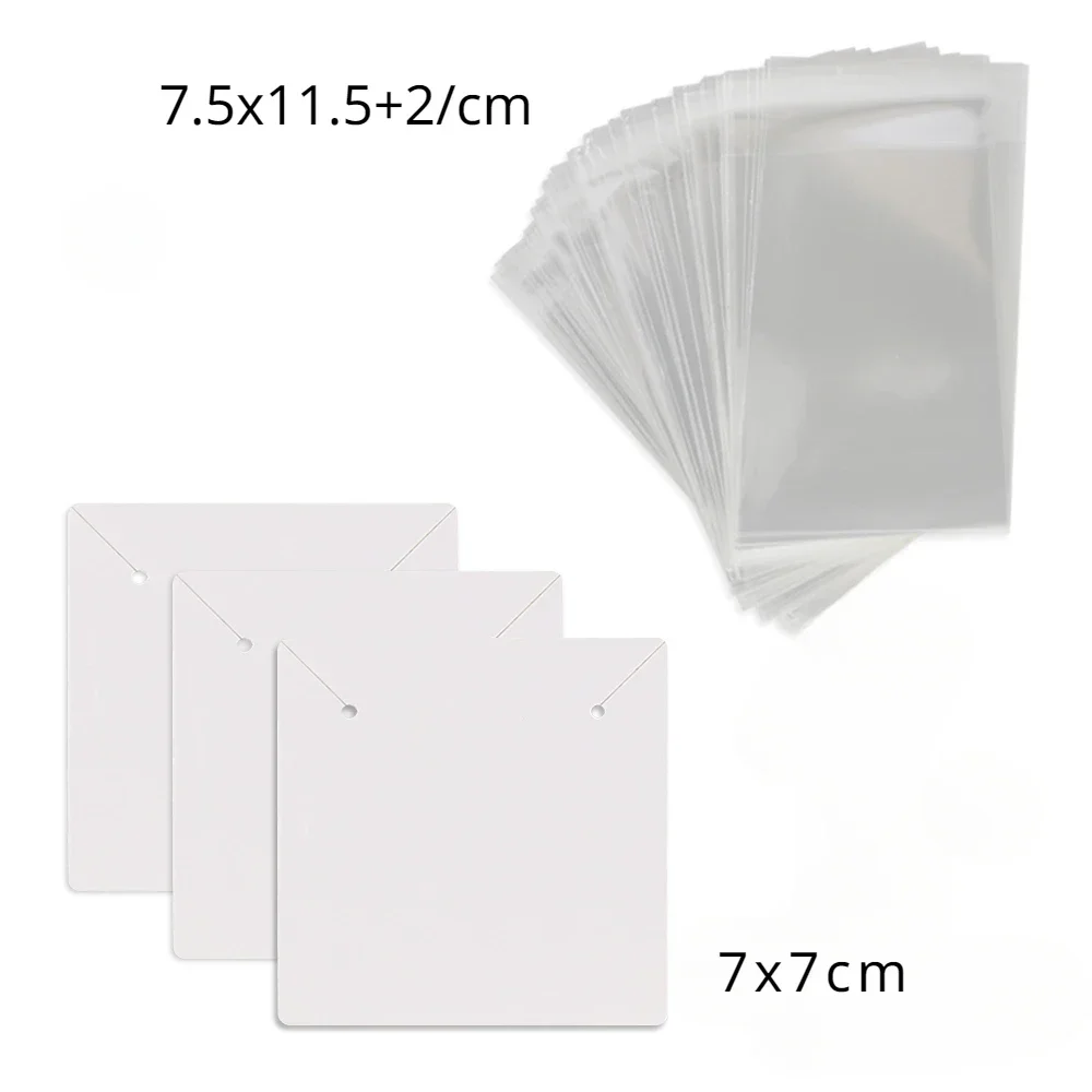 50 Pcs 7x7cm Necklaces Jewelry Display Paper Kraft Card With Or Without Bags Wholesale Packaging Personalized Customize Label