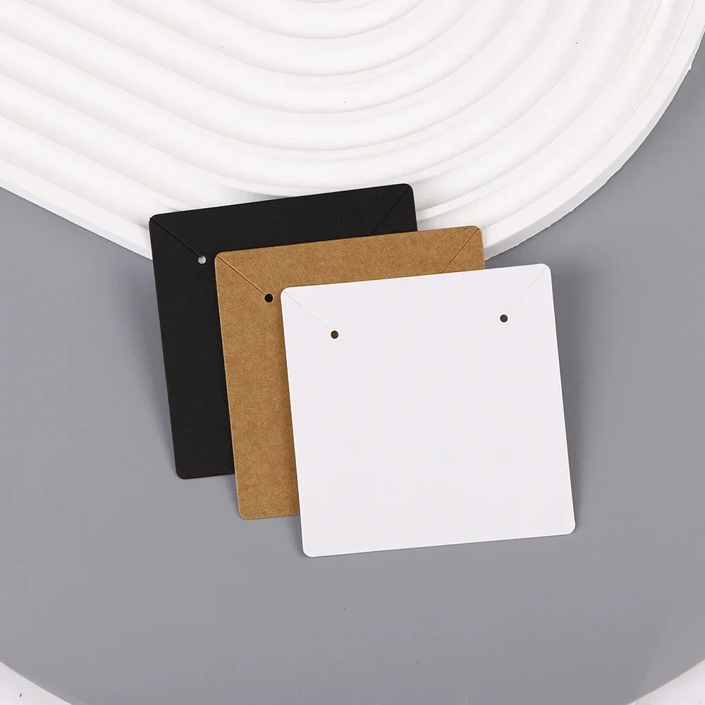 50 Pcs 7x7cm Necklaces Jewelry Display Paper Kraft Card With Or Without Bags Wholesale Packaging Personalized Customize Label