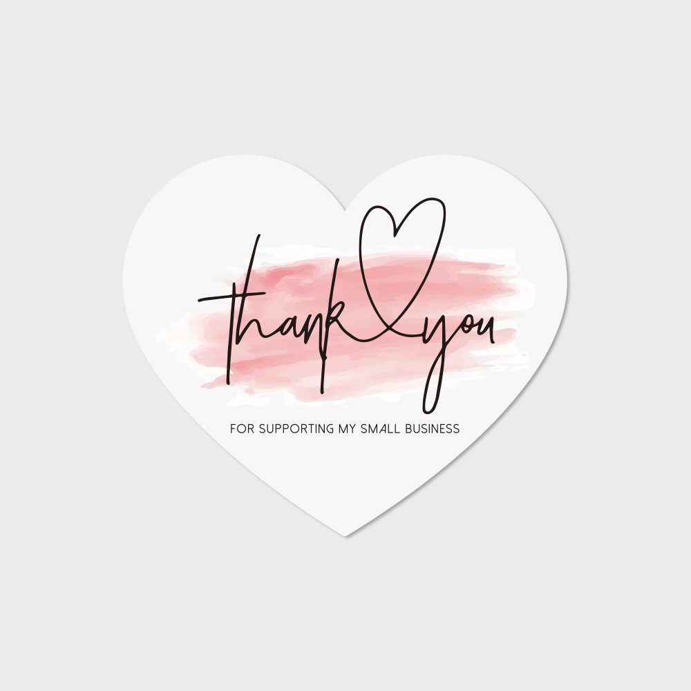 Pink Thank You For Supporting My Small Business Heart Shaped Greeting Cards Label Tag Gift Box Decoration Packaging Supplies