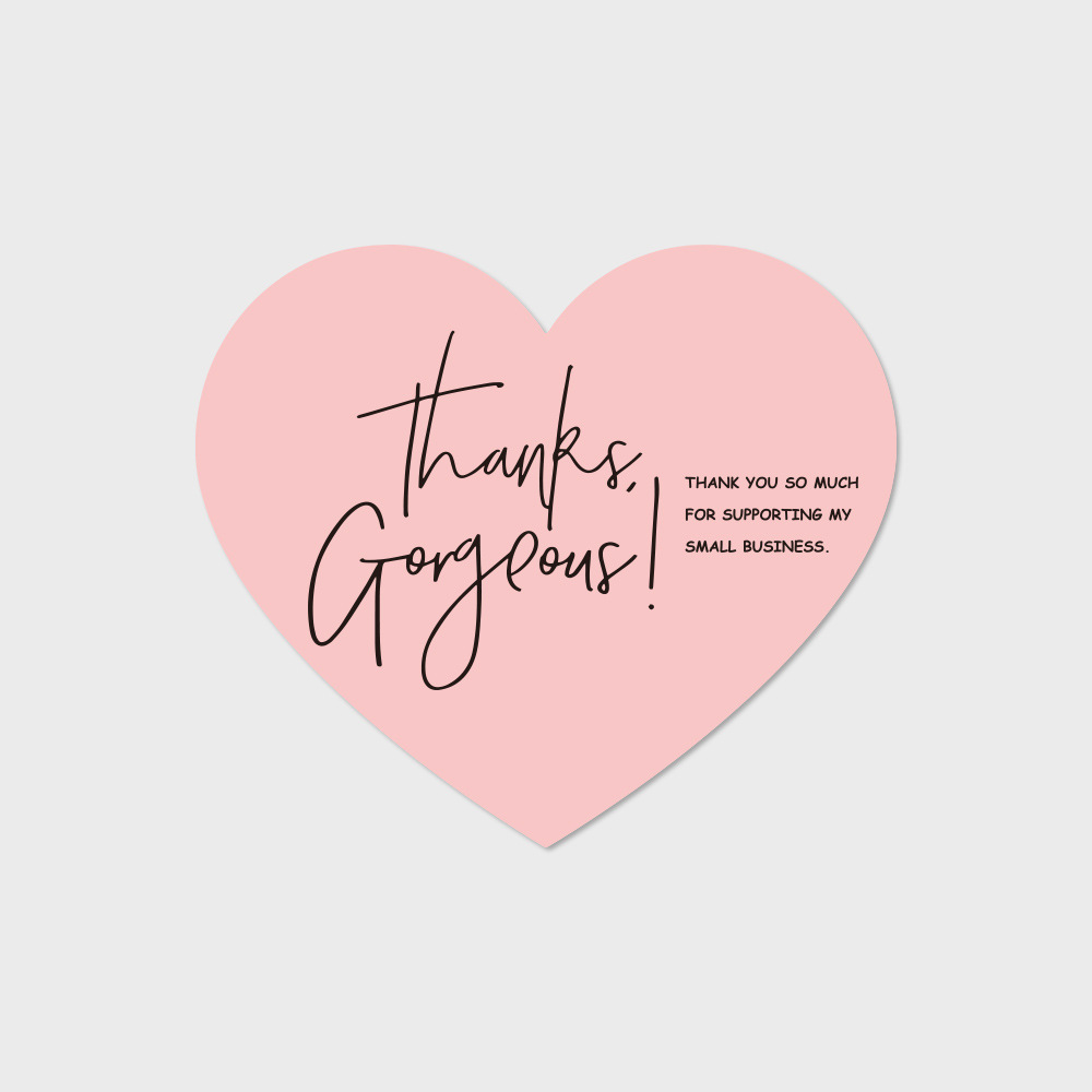 Pink Thank You For Supporting My Small Business Heart Shaped Greeting Cards Label Tag Gift Box Decoration Packaging Supplies