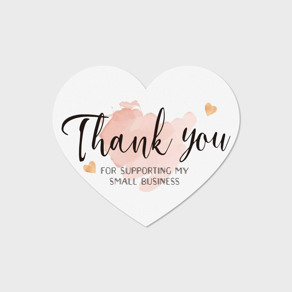 Pink Thank You For Supporting My Small Business Heart Shaped Greeting Cards Label Tag Gift Box Decoration Packaging Supplies