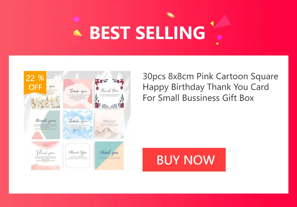 Pink Thank You For Supporting My Small Business Heart Shaped Greeting Cards Label Tag Gift Box Decoration Packaging Supplies