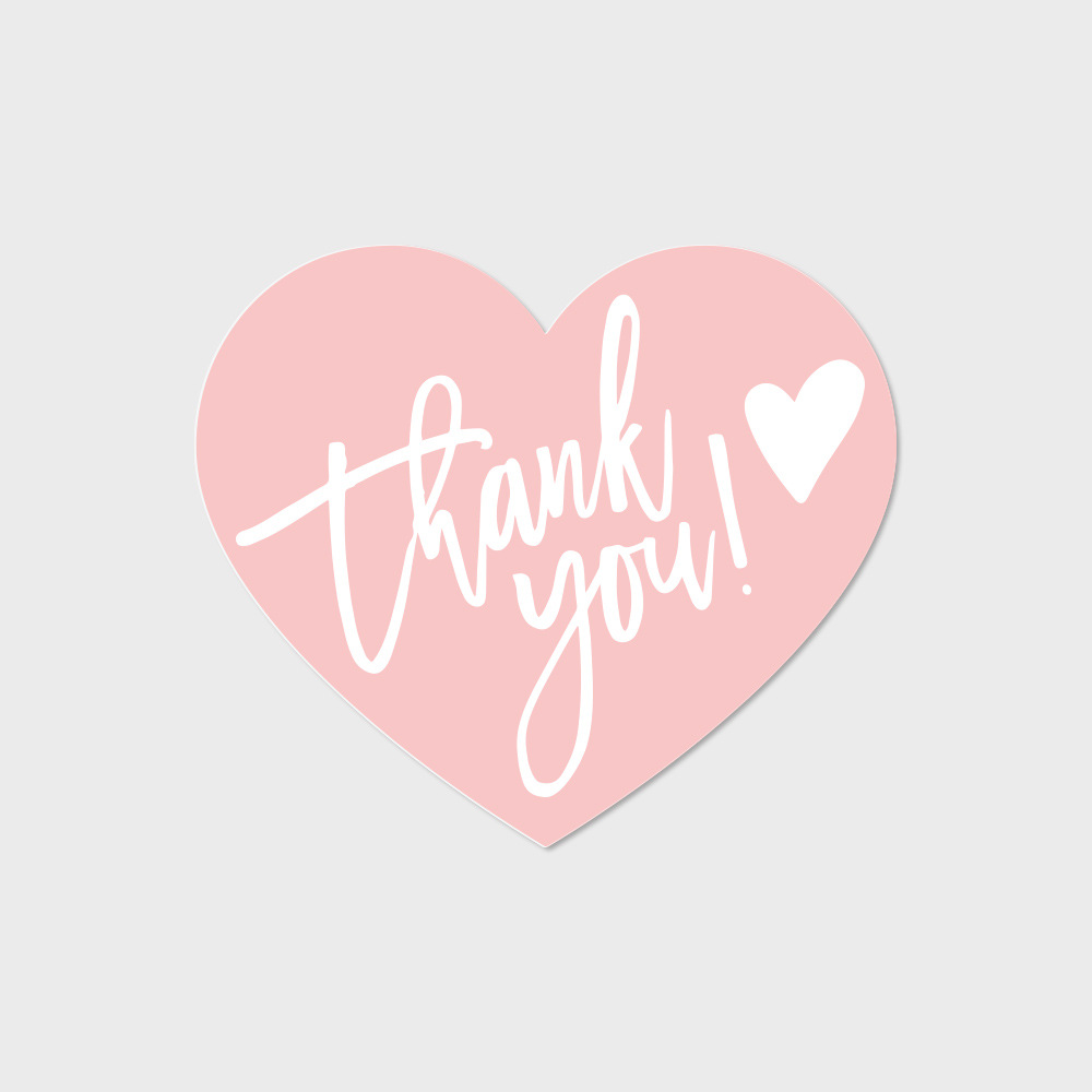 Pink Thank You For Supporting My Small Business Heart Shaped Greeting Cards Label Tag Gift Box Decoration Packaging Supplies