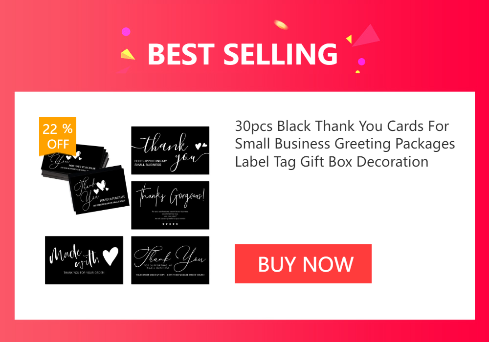 Pink Thank You For Supporting My Small Business Heart Shaped Greeting Cards Label Tag Gift Box Decoration Packaging Supplies
