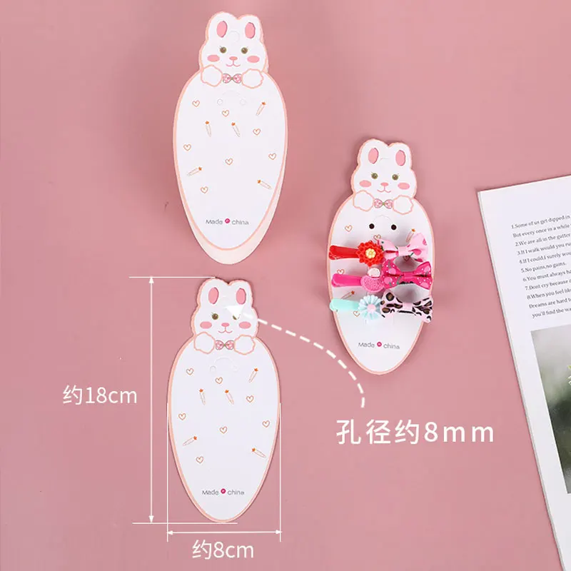 50pcs Cute Girls Hairclips Hairpin Display Cards Rabbit Pattern Tag for DIY Hair Jewelry Display Packaging Card Retail Tag