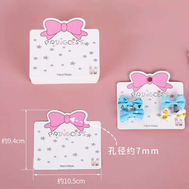 50pcs Cute Girls Hairclips Hairpin Display Cards Rabbit Pattern Tag for DIY Hair Jewelry Display Packaging Card Retail Tag