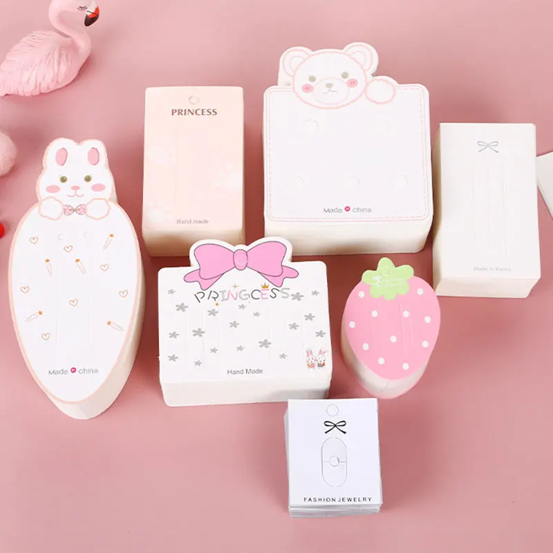 50pcs Cute Girls Hairclips Hairpin Display Cards Rabbit Pattern Tag for DIY Hair Jewelry Display Packaging Card Retail Tag