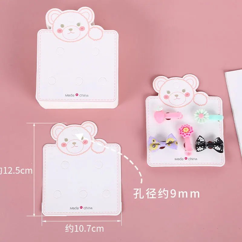 50pcs Cute Girls Hairclips Hairpin Display Cards Rabbit Pattern Tag for DIY Hair Jewelry Display Packaging Card Retail Tag