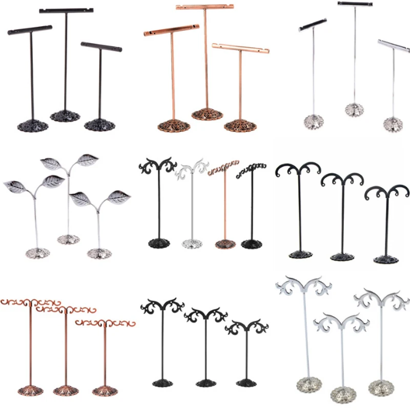 3Pcs/Lot Jewelry Display Metal Earring Holder Display White/Brown/Black/Silver Crystal Jewelry Earring Display Stand