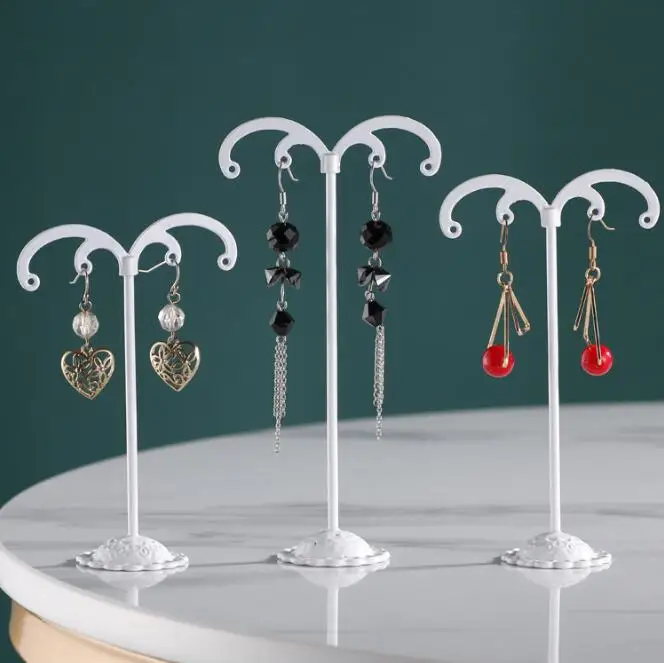 3Pcs/Lot Jewelry Display Metal Earring Holder Display White/Brown/Black/Silver Crystal Jewelry Earring Display Stand