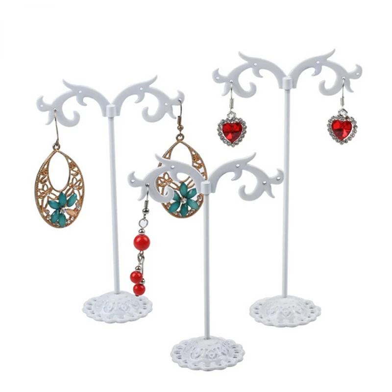 3Pcs/Lot Jewelry Display Metal Earring Holder Display White/Brown/Black/Silver Crystal Jewelry Earring Display Stand