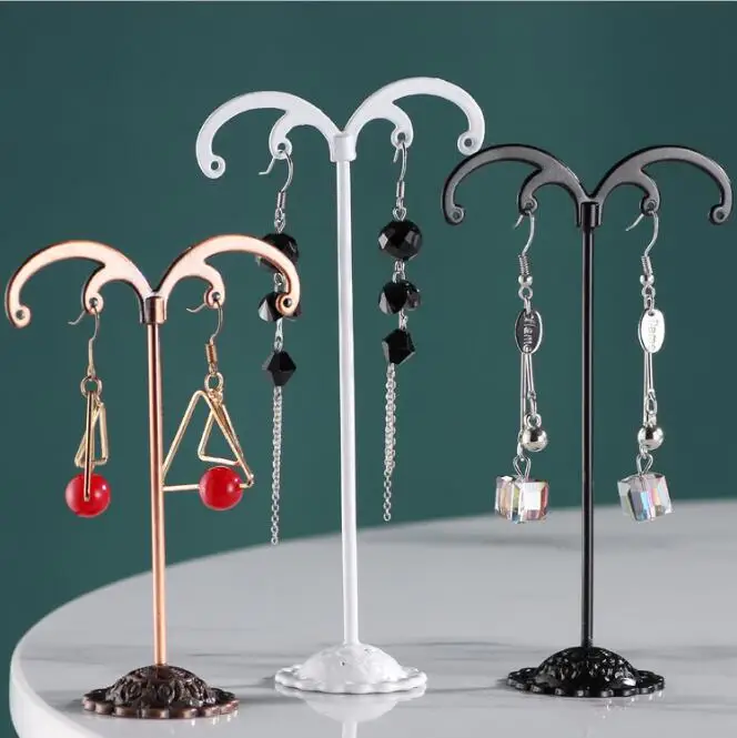 3Pcs/Lot Jewelry Display Metal Earring Holder Display White/Brown/Black/Silver Crystal Jewelry Earring Display Stand