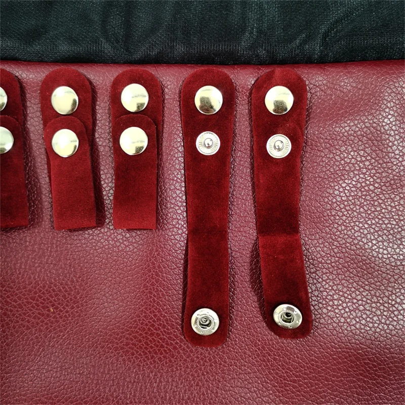 Red PU Necklace Jewelry Storage Travel Roll Bag 16Pcs Beads Chain Organizer Display Pouch Bracelet Packaging Gift Roll Bag