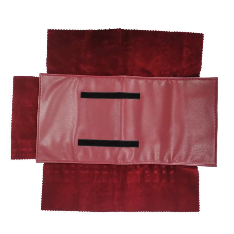 Red PU Necklace Jewelry Storage Travel Roll Bag 16Pcs Beads Chain Organizer Display Pouch Bracelet Packaging Gift Roll Bag