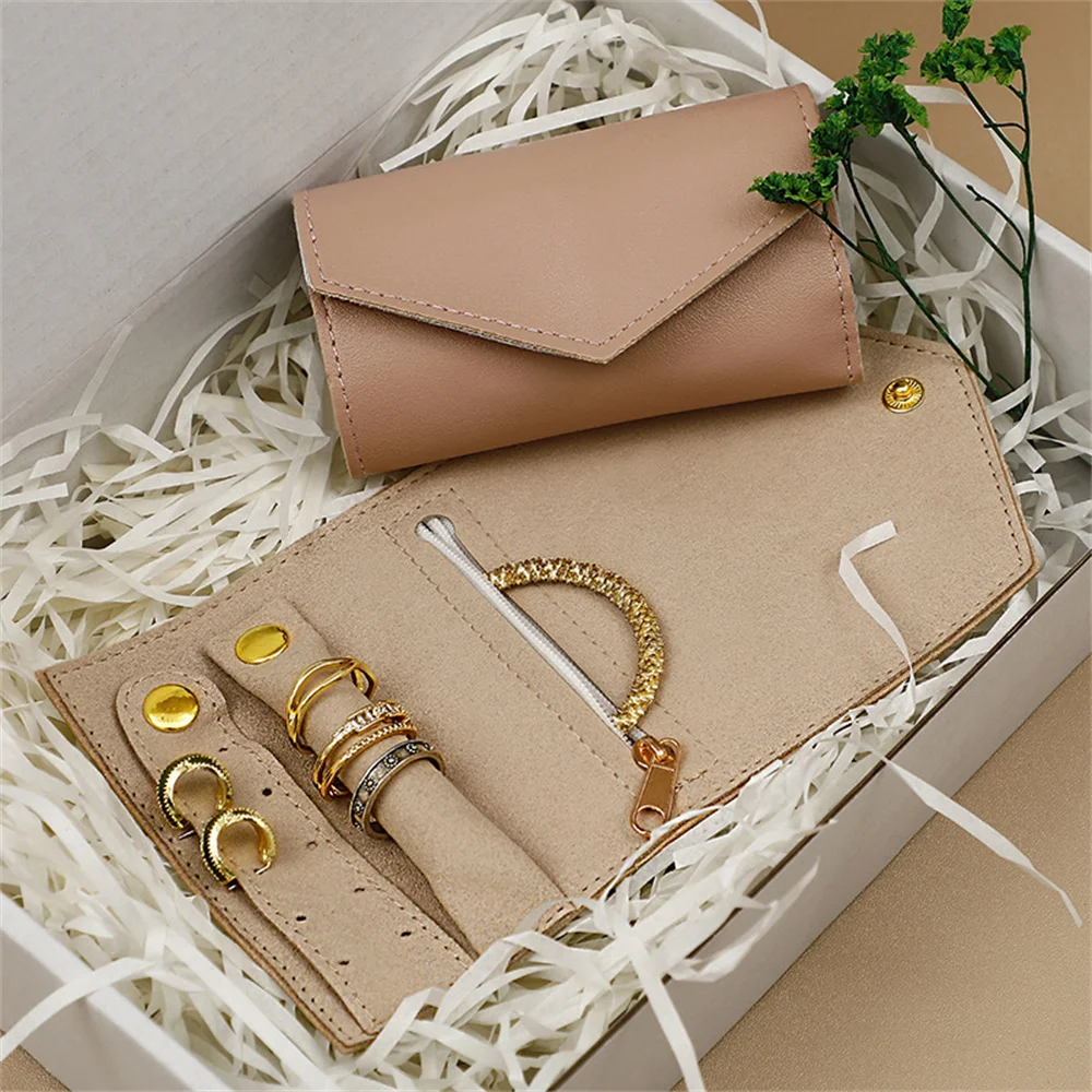 Portable Jewelry Organizer Bag for Women Travel Multi-functional Earrings Ring Necklace Storage Bag PU Creative Jewelry Roll