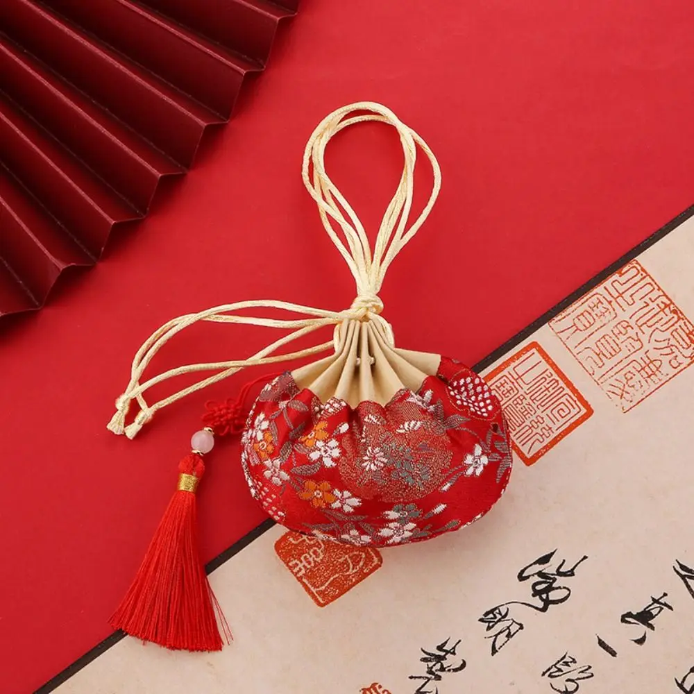 Exquisite Chinese Style Purse Pouch Drawstring Women Tassel Jewelry Storage Bag Multi-color Embroidery Cloth Jewelry Pouch