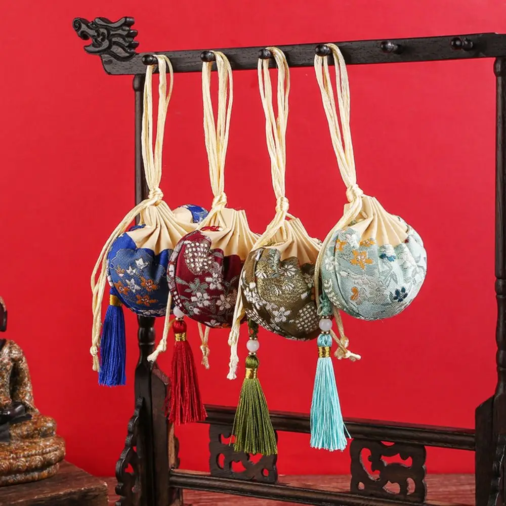 Exquisite Chinese Style Purse Pouch Drawstring Women Tassel Jewelry Storage Bag Multi-color Embroidery Cloth Jewelry Pouch