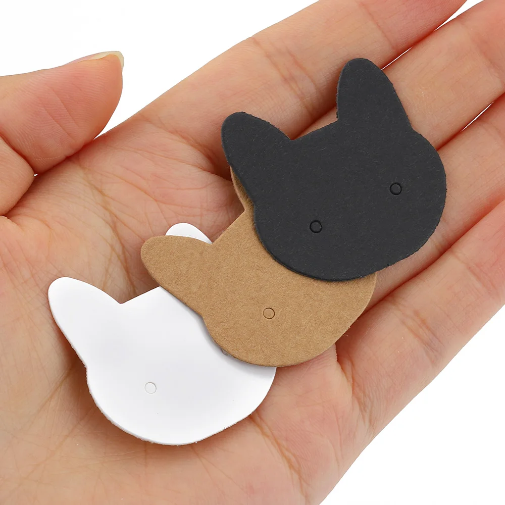 50-100pcs Cat Card Jewelry Display Cardboards Earrings Ear Studs Cards Necklace Flower Price Tags Cards DIY Storage Accessories