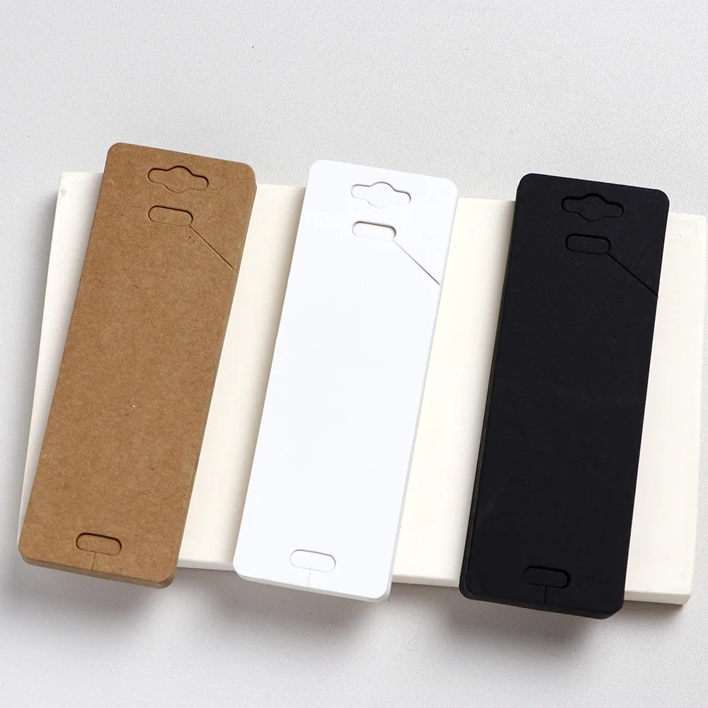 25PCS 4X11.5CM White Black Brown Blank Hanging Display Cardboard For Bracelets Jewelry Cards DIY Packages Wholesale Supplies