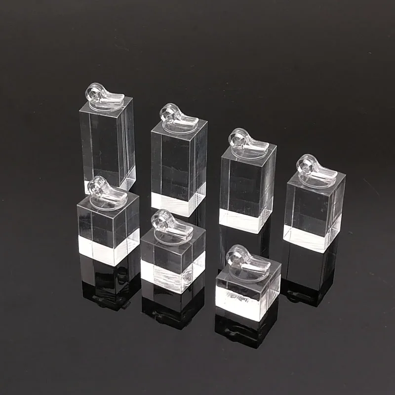 7Pcs Different Height Acrylic Round/Square Finger Ring Jewelry Display Stand Holder Photography Props Showcase Organizer Rack