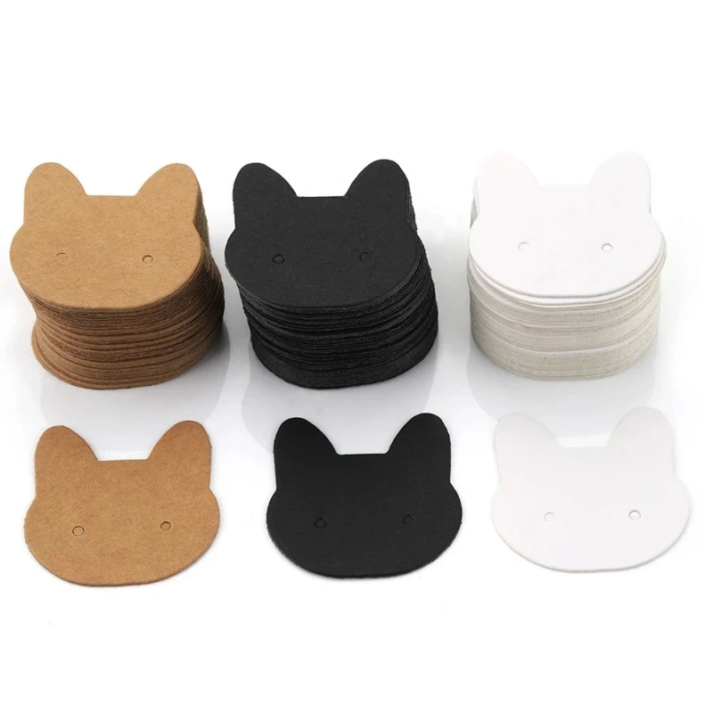 Kraft Paper Earring Card Earrings Packaging Card Paper DIY Blank Jewelry Cards F0S4