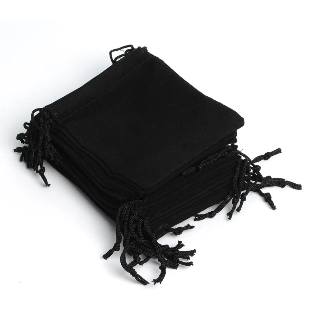 100pcs 12*10Cm Black Velvet Drawstring Pouch Jewelry Bags, Fashion Bracelet Promo Gift Bags Package Event Party Supplies bonbon