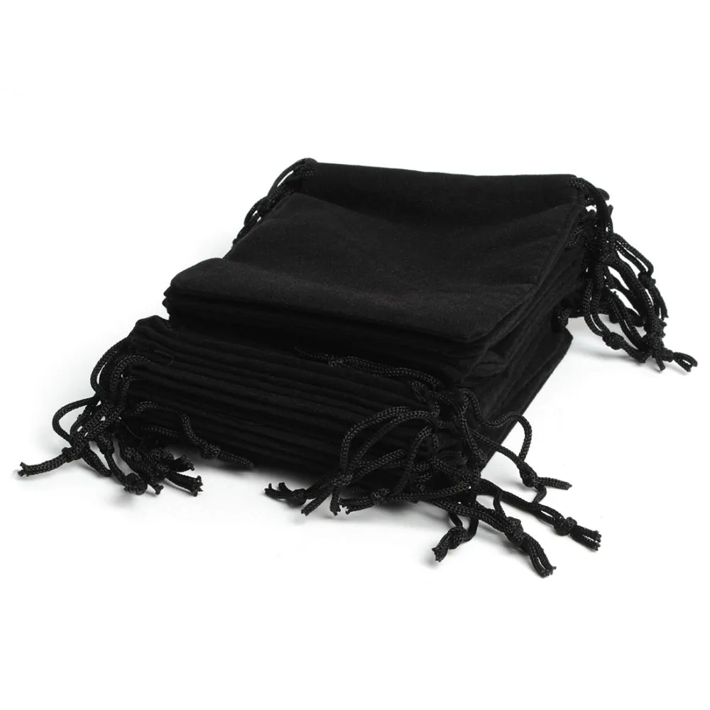 100pcs 12*10Cm Black Velvet Drawstring Pouch Jewelry Bags, Fashion Bracelet Promo Gift Bags Package Event Party Supplies bonbon