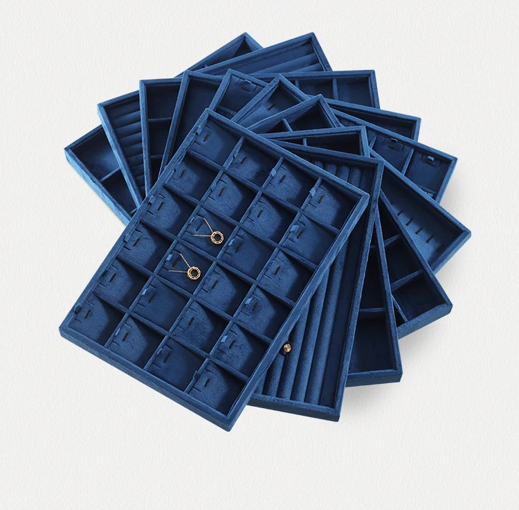 Luxury Custom Jewelry Display Tray Organizer Velvet Lined High-End Storage Showcase for Rings Necklaces Earrings