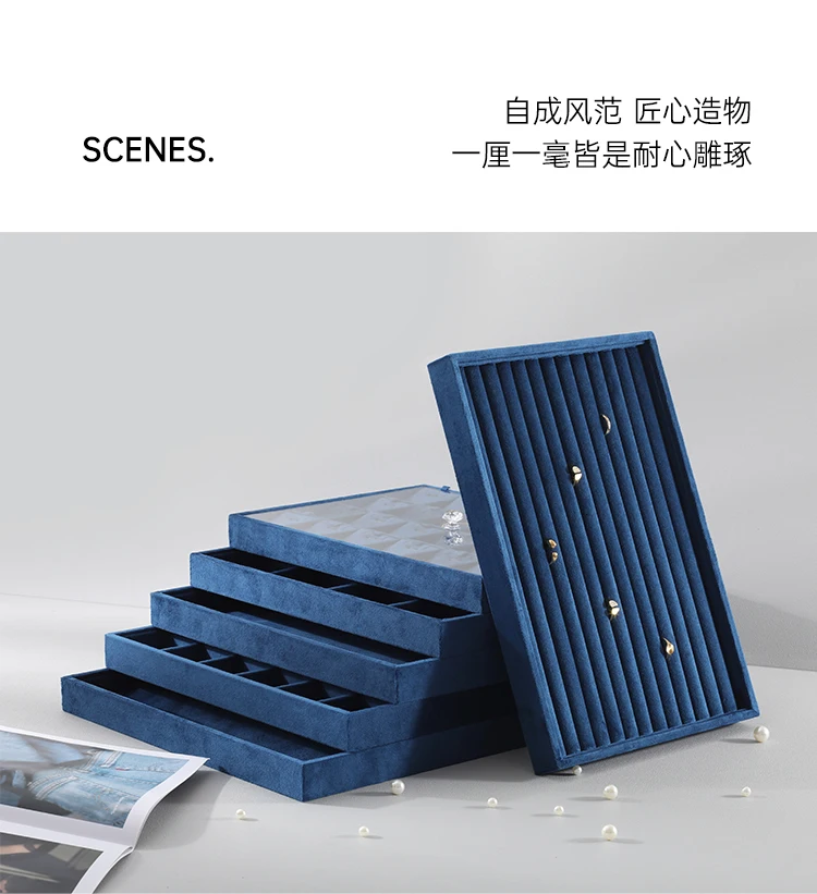 Luxury Custom Jewelry Display Tray Organizer Velvet Lined High-End Storage Showcase for Rings Necklaces Earrings