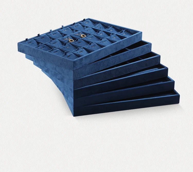 Luxury Custom Jewelry Display Tray Organizer Velvet Lined High-End Storage Showcase for Rings Necklaces Earrings