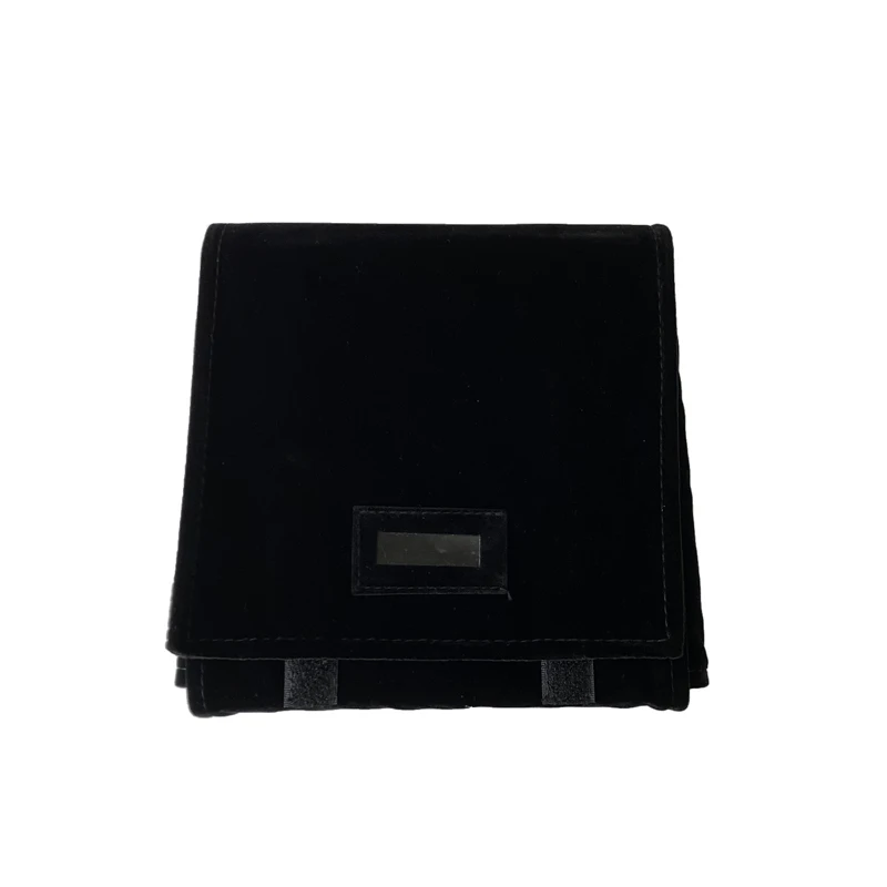 Exhibitor Set Jewelry Storage Bag Pearl Necklace Holder Black Velvet Pouch Square 5 Layers Fine Jewelry Travel Roll Bag for Ring