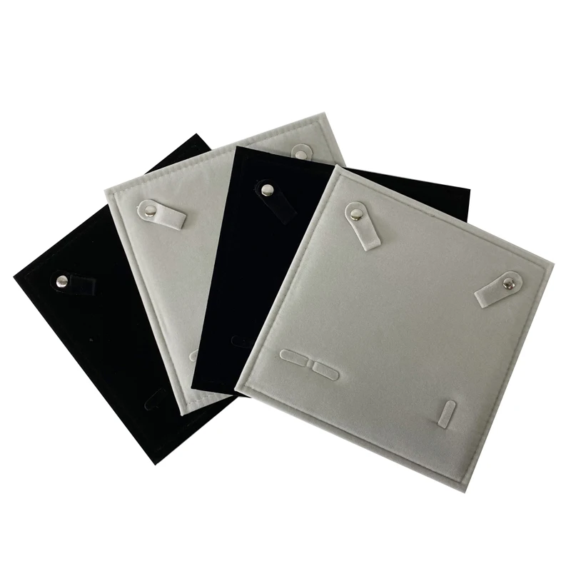 Exhibitor Set Jewelry Storage Bag Pearl Necklace Holder Black Velvet Pouch Square 5 Layers Fine Jewelry Travel Roll Bag for Ring