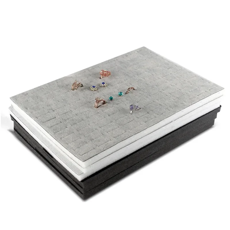 Black/Grey Velvet Jewelry Display Sponge Mat Tray DIY Insert Inner Ring Earrings Stud Storage Organizer Counter Jewelry Display