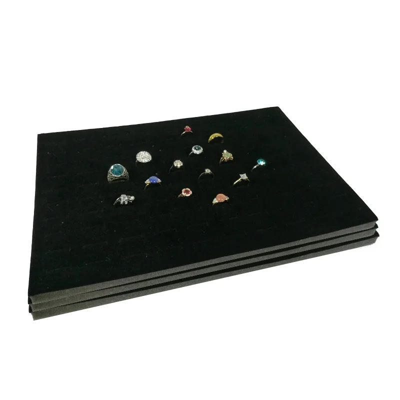 Black/Grey Velvet Jewelry Display Sponge Mat Tray DIY Insert Inner Ring Earrings Stud Storage Organizer Counter Jewelry Display