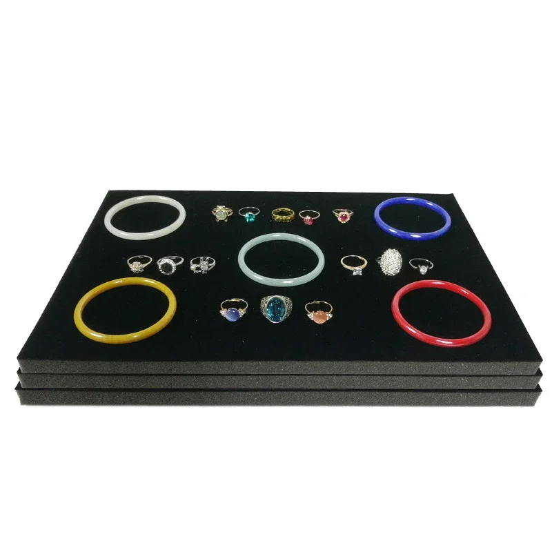 Black/Grey Velvet Jewelry Display Sponge Mat Tray DIY Insert Inner Ring Earrings Stud Storage Organizer Counter Jewelry Display
