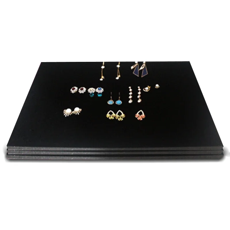 Black/Grey Velvet Jewelry Display Sponge Mat Tray DIY Insert Inner Ring Earrings Stud Storage Organizer Counter Jewelry Display