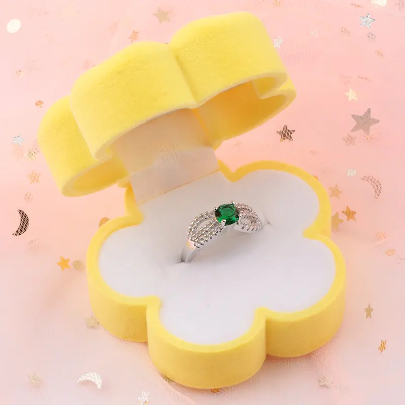 1 Piece Lovely Flower Jewelry Box Velvet Wedding Ring Box Necklace Display Box Gift Box Container Case for Jewelry Packaging