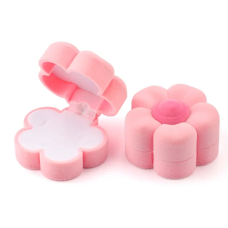 1 Piece Lovely Flower Jewelry Box Velvet Wedding Ring Box Necklace Display Box Gift Box Container Case for Jewelry Packaging