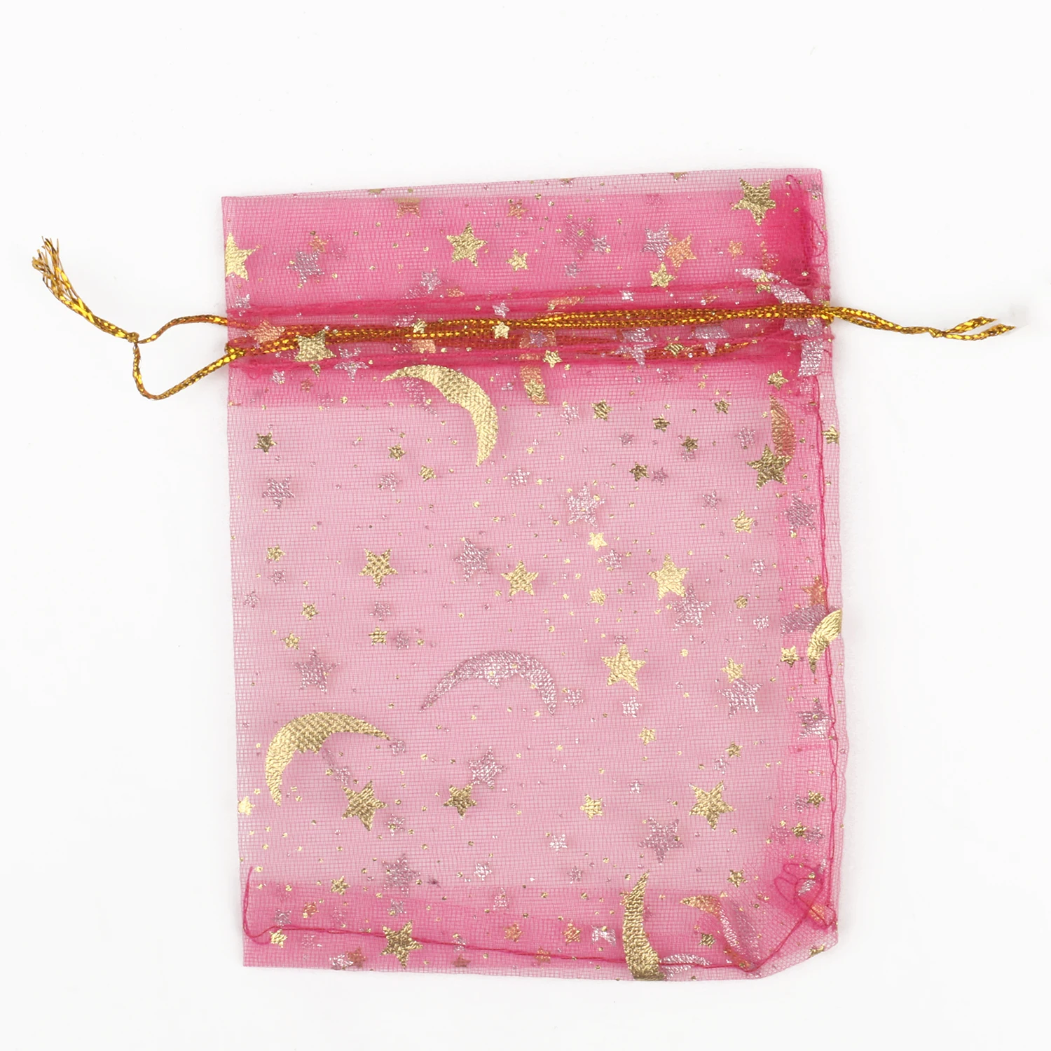 50pcs/lot Moon Star Organza Bags 7x9mm 9x12mm 11x16mm 13x18mm Small Christmas Drawstring Gift Bag Charm Jewelry Package Pouches