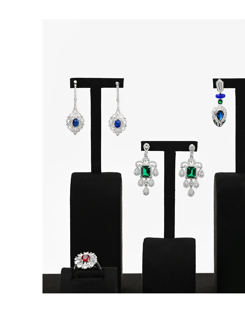 Oirlv Black Jewelry Display Set Shop Cabinet Display Props for Necklace Bust Watch Holder Ring Earrings Bangle Decoration Rack