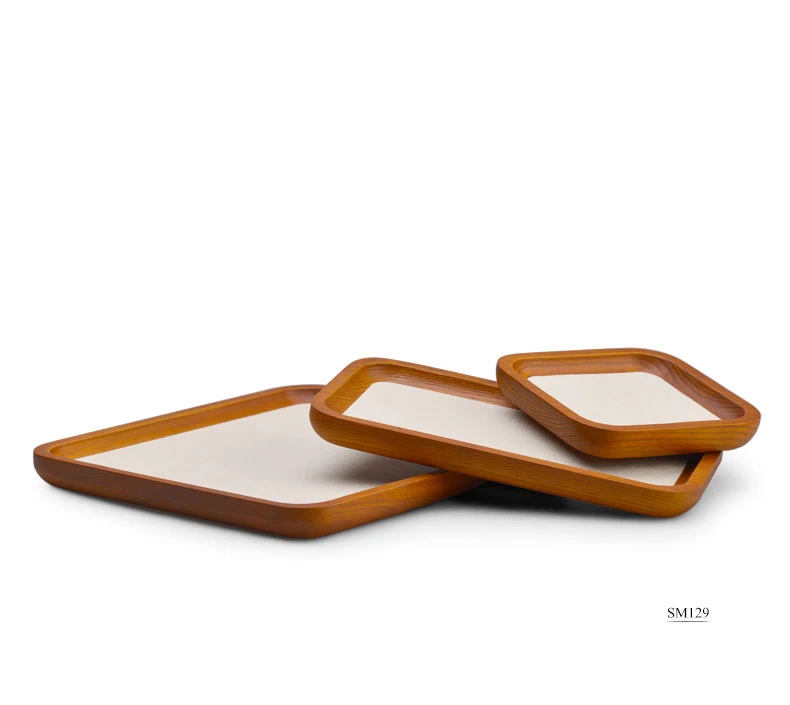 Oirlv Wooden Jewelry Tray SolidWood Ring Earring Necklace Bracelet Watch Jewelry Tray Organizer Stackable Jewelry Plate For Home