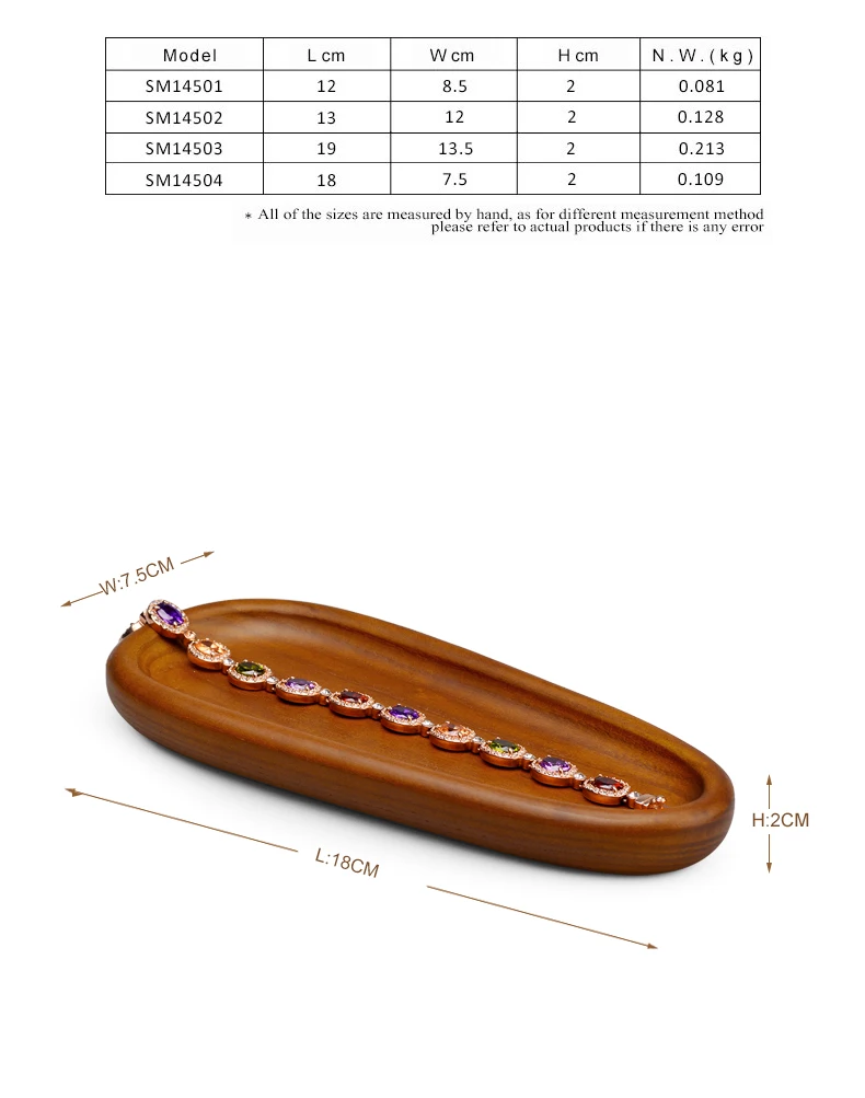 Oirlv Wooden Jewelry Tray SolidWood Ring Earring Necklace Bracelet Watch Jewelry Tray Organizer Stackable Jewelry Plate For Home