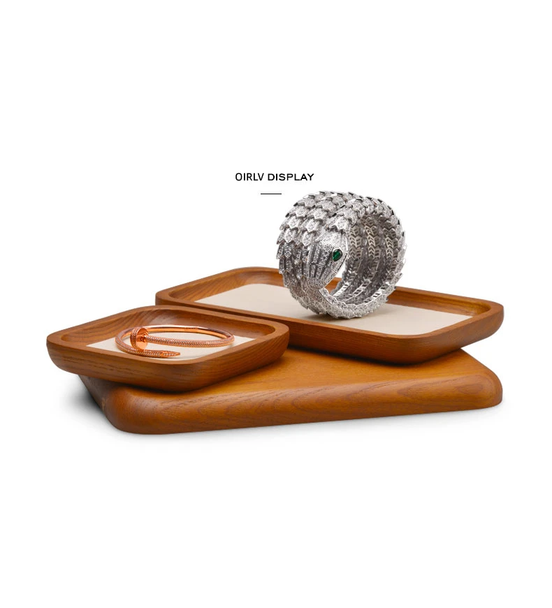 Oirlv Wooden Jewelry Tray SolidWood Ring Earring Necklace Bracelet Watch Jewelry Tray Organizer Stackable Jewelry Plate For Home