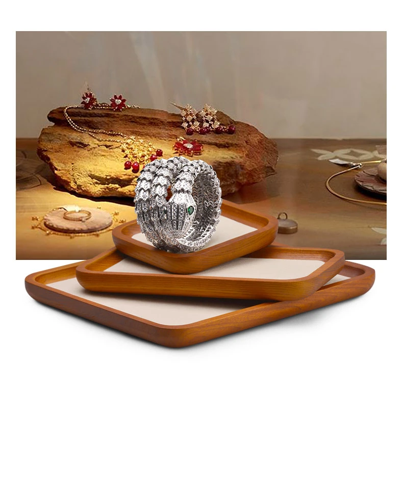 Oirlv Wooden Jewelry Tray SolidWood Ring Earring Necklace Bracelet Watch Jewelry Tray Organizer Stackable Jewelry Plate For Home