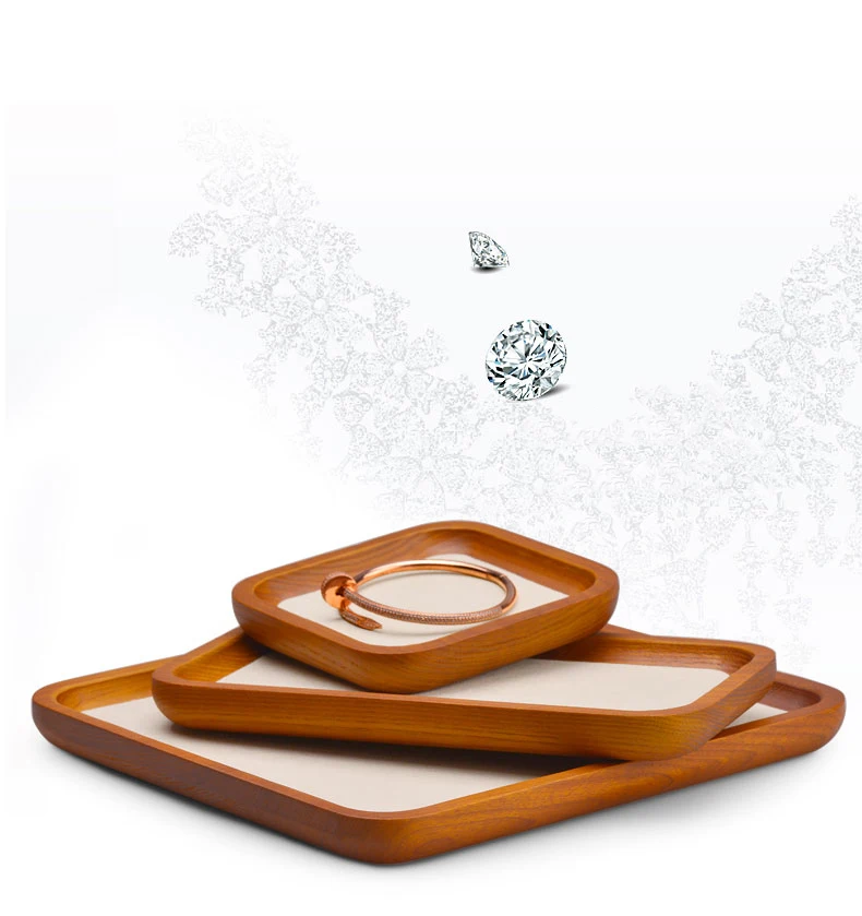 Oirlv Wooden Jewelry Tray SolidWood Ring Earring Necklace Bracelet Watch Jewelry Tray Organizer Stackable Jewelry Plate For Home