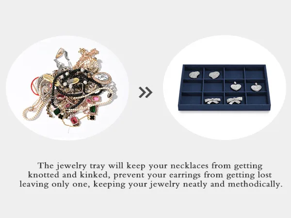 Oirlv Blue Velvet Jewelry Storage Display Set - Organize Necklaces, Earrings, Rings & Bracelets, Elegant & Practical for Jeweler