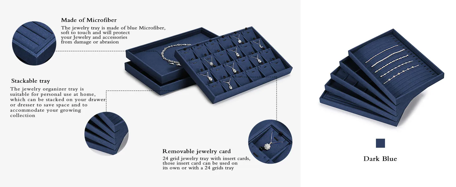 Oirlv Blue Velvet Jewelry Storage Display Set - Organize Necklaces, Earrings, Rings & Bracelets, Elegant & Practical for Jeweler