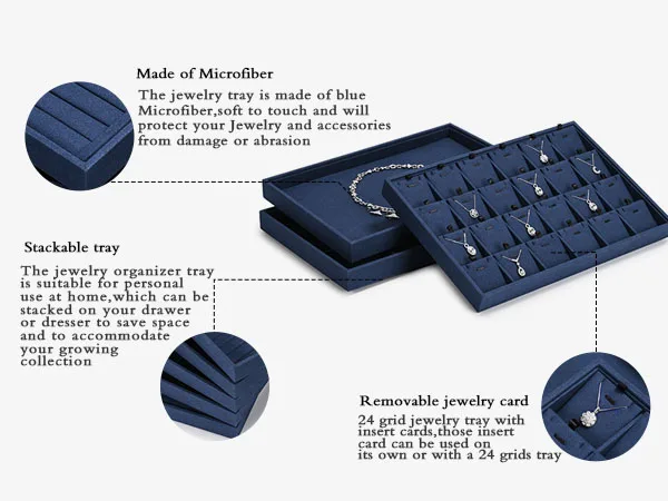 Oirlv Blue Velvet Jewelry Storage Display Set - Organize Necklaces, Earrings, Rings & Bracelets, Elegant & Practical for Jeweler