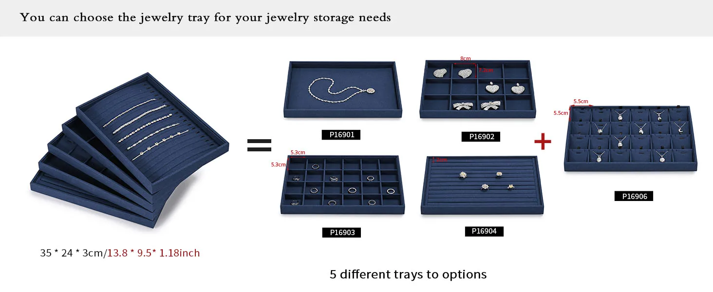 Oirlv Blue Velvet Jewelry Storage Display Set - Organize Necklaces, Earrings, Rings & Bracelets, Elegant & Practical for Jeweler