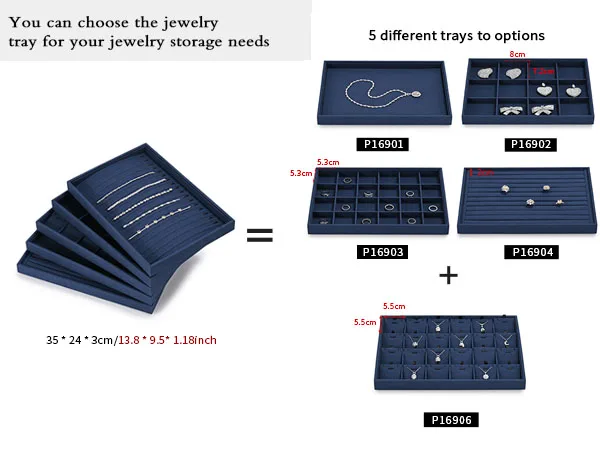 Oirlv Blue Velvet Jewelry Storage Display Set - Organize Necklaces, Earrings, Rings & Bracelets, Elegant & Practical for Jeweler